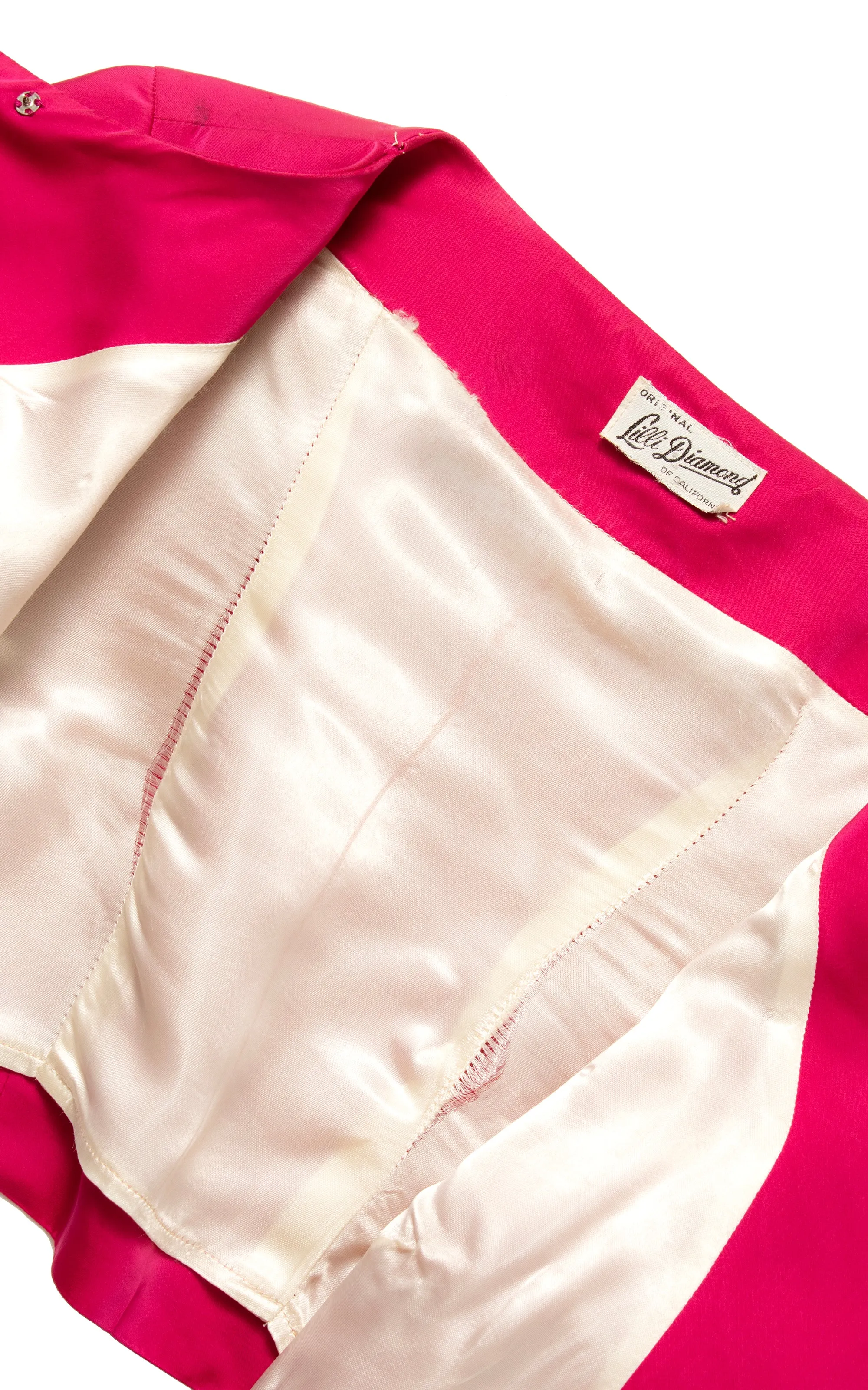 1960s LILLI DIAMOND Hot Pink Satin Bolero | medium
