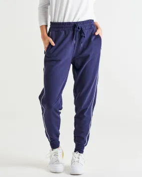 Addie Mid-High Rise Tapered Cuff Hem Jogger - Blue