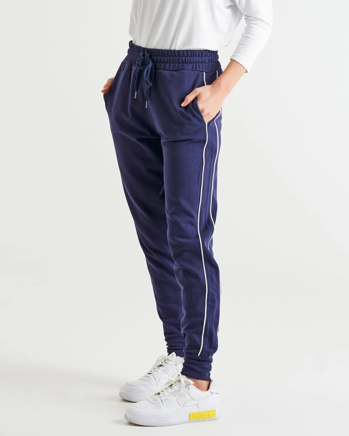 Addie Mid-High Rise Tapered Cuff Hem Jogger - Blue