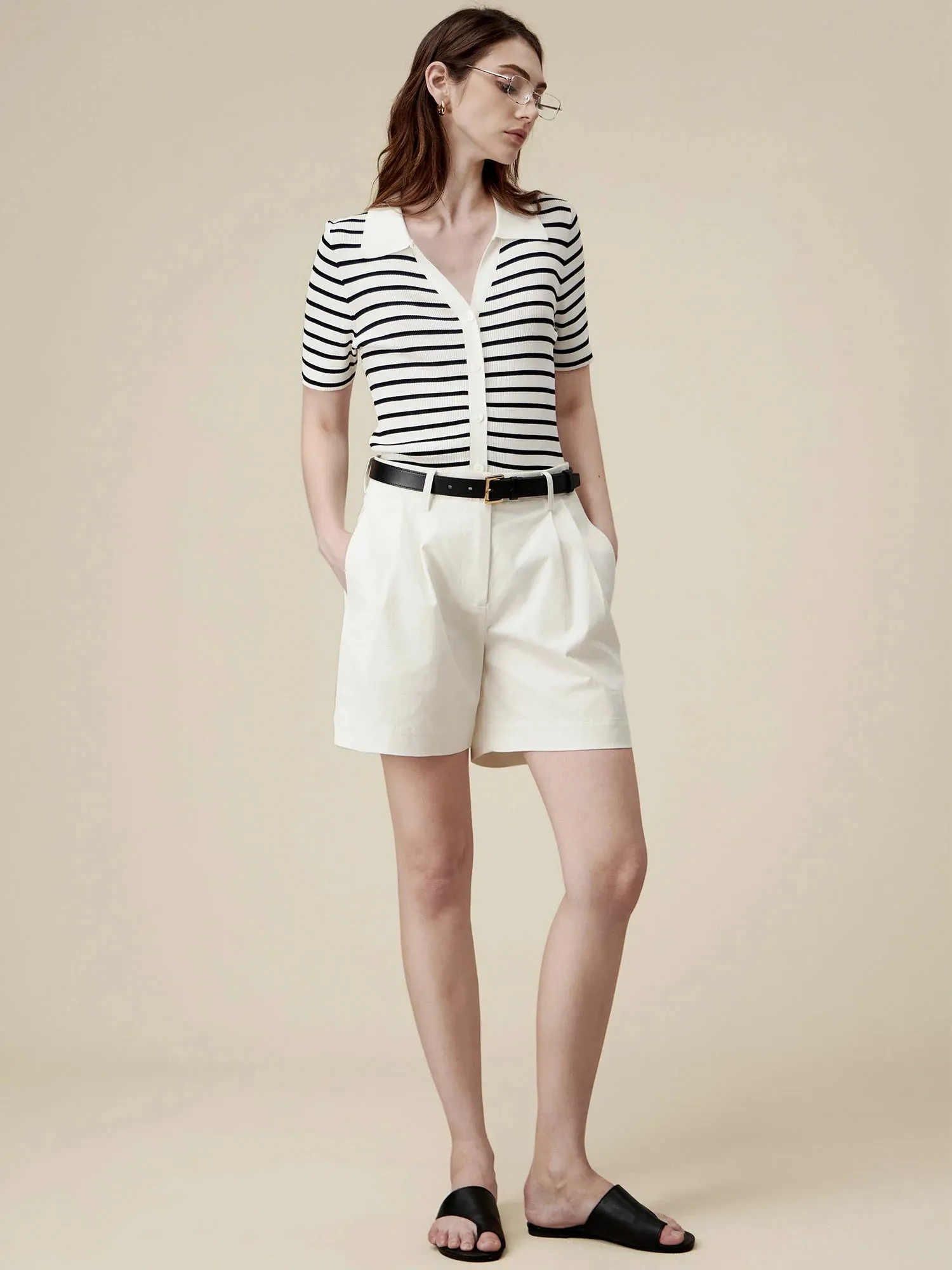 Amoretu Striped Knitted Slim-Fit Cardigan