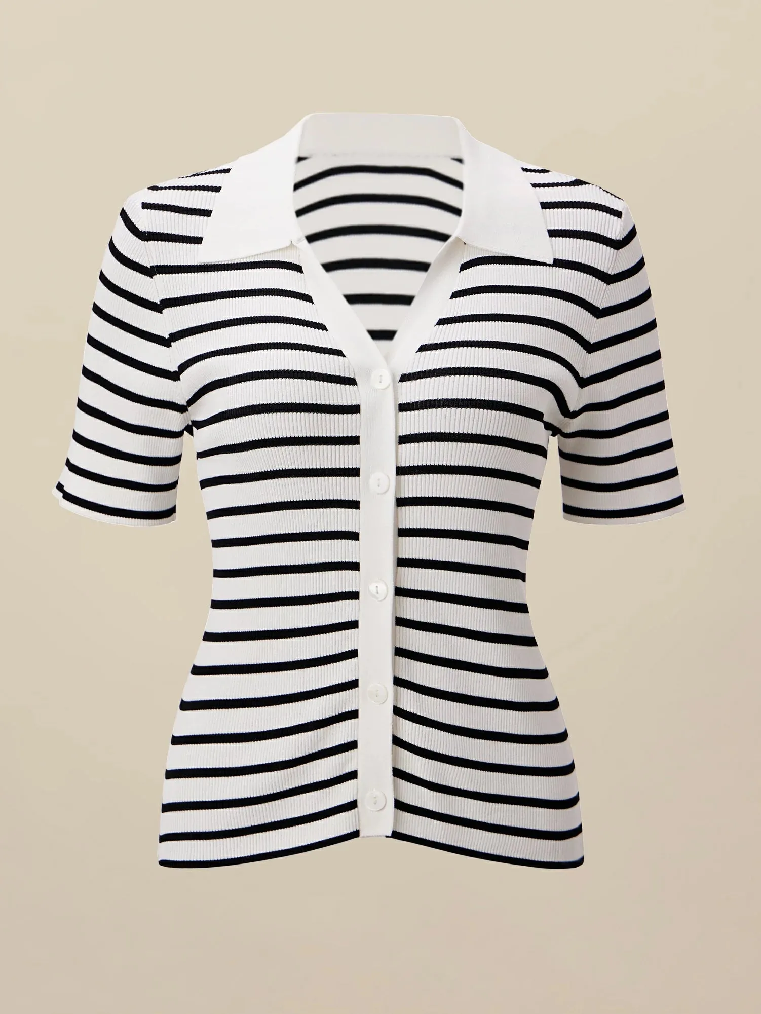 Amoretu Striped Knitted Slim-Fit Cardigan