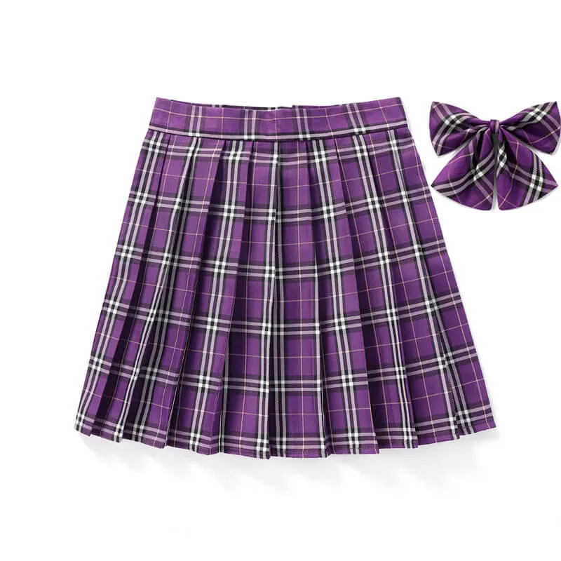 [Blue Purple] JK vintage plaid seifuku uniform skirt