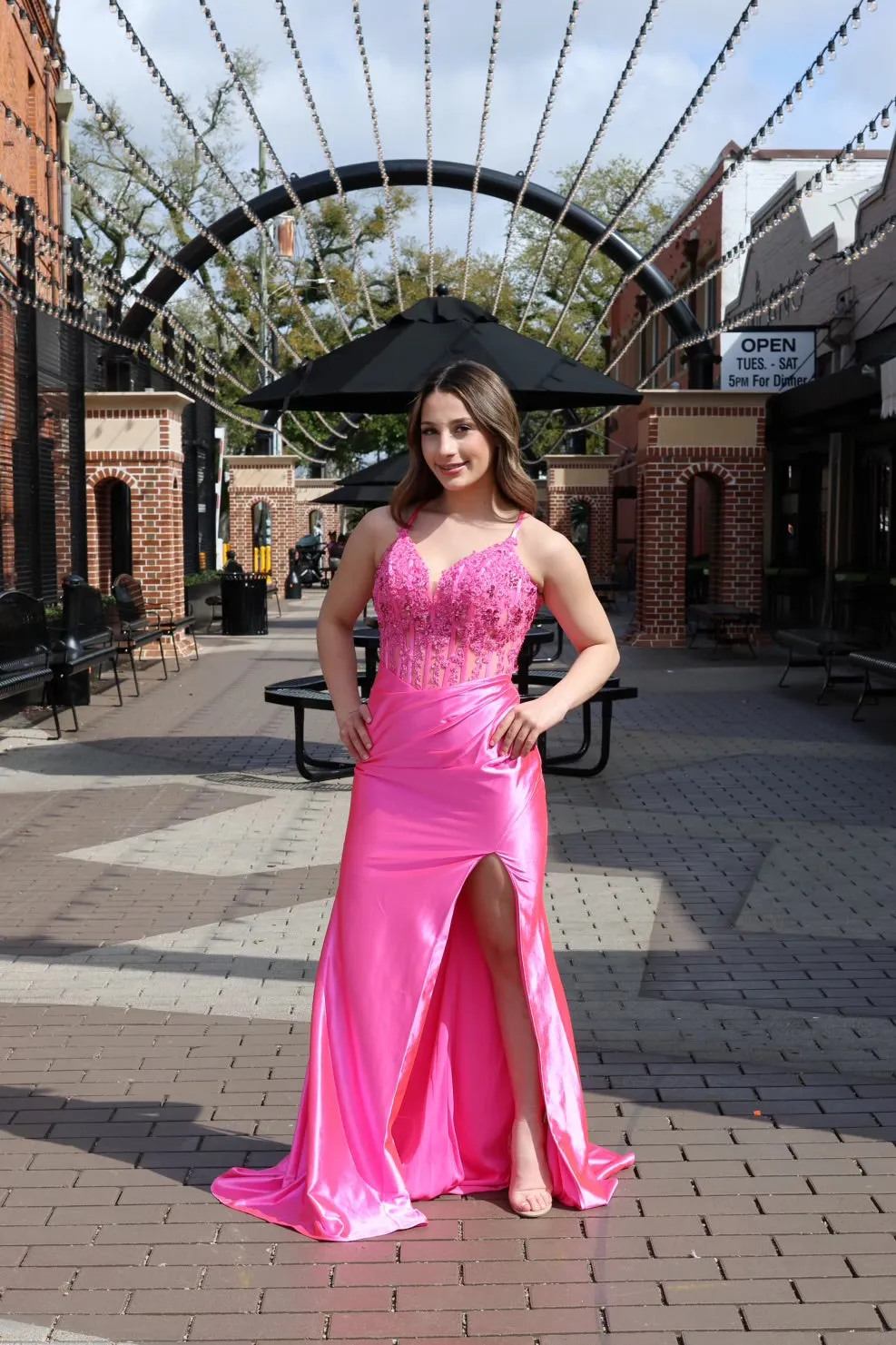 Dana Corset Side Slit Gown