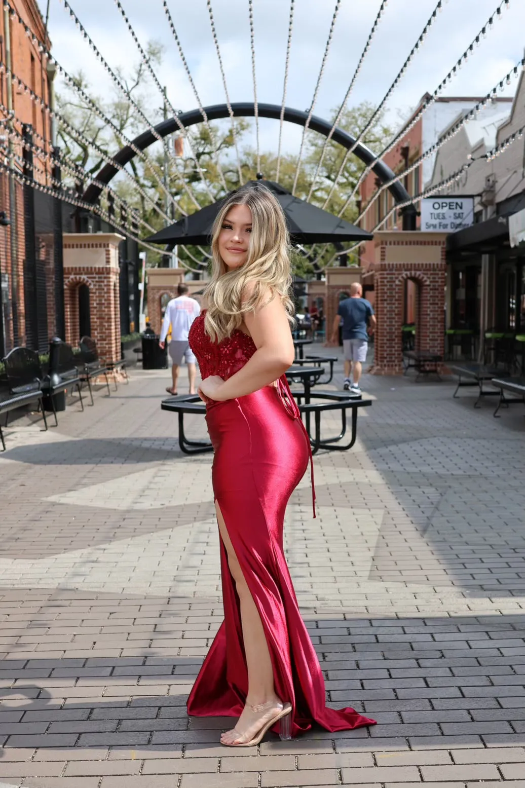 Dana Corset Side Slit Gown