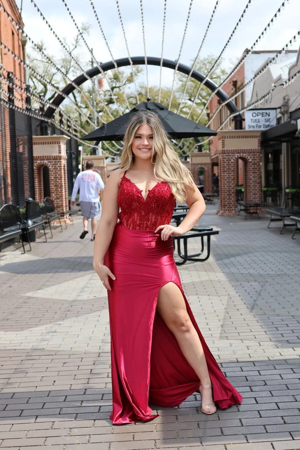 Dana Corset Side Slit Gown