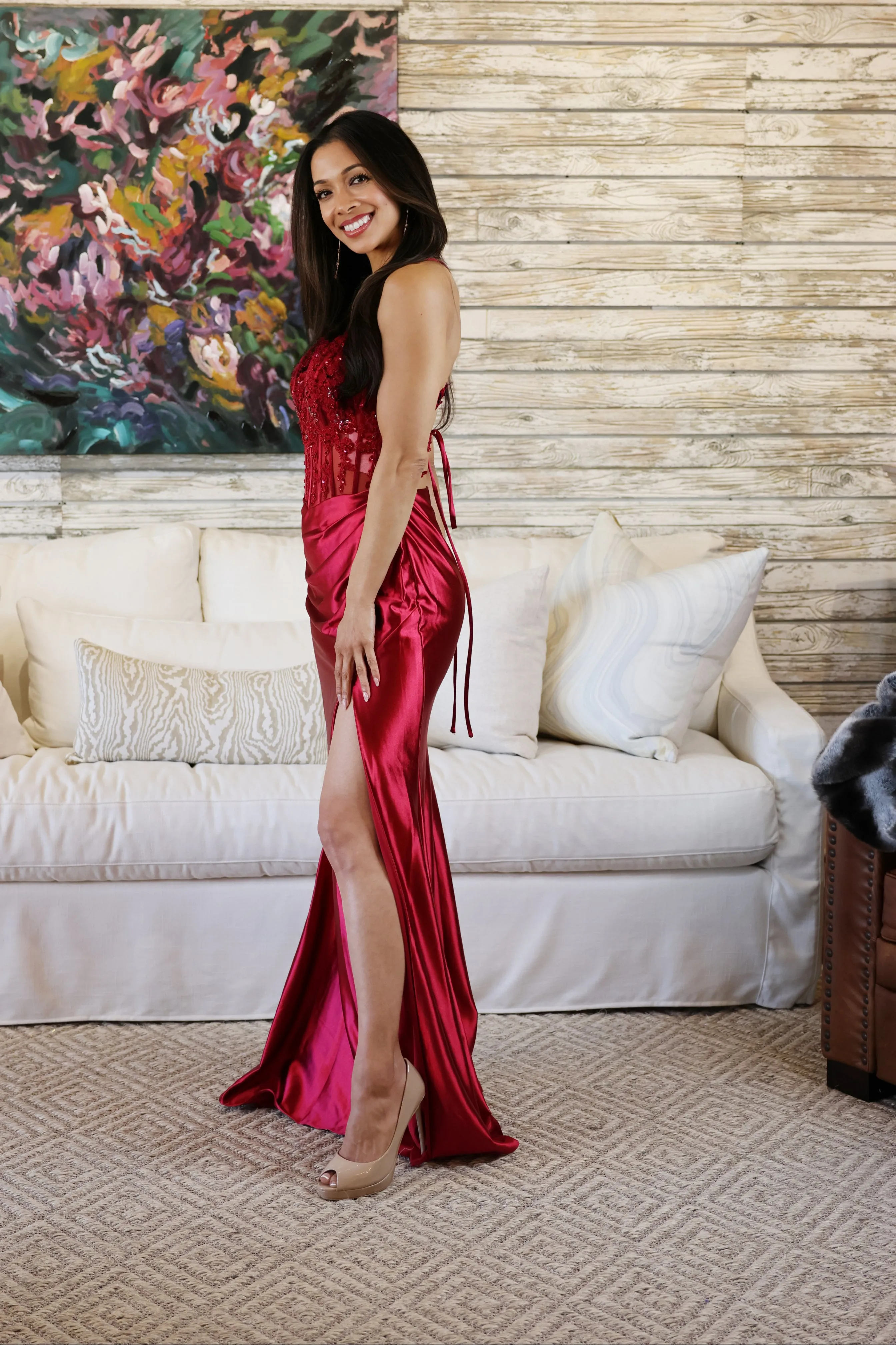 Dana Corset Side Slit Gown
