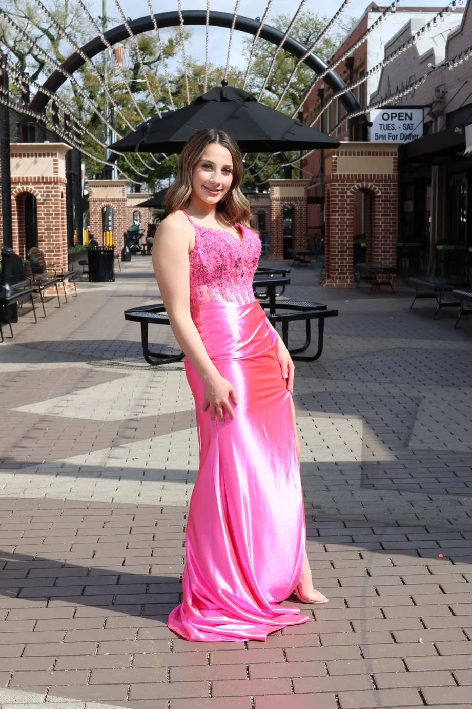 Dana Corset Side Slit Gown