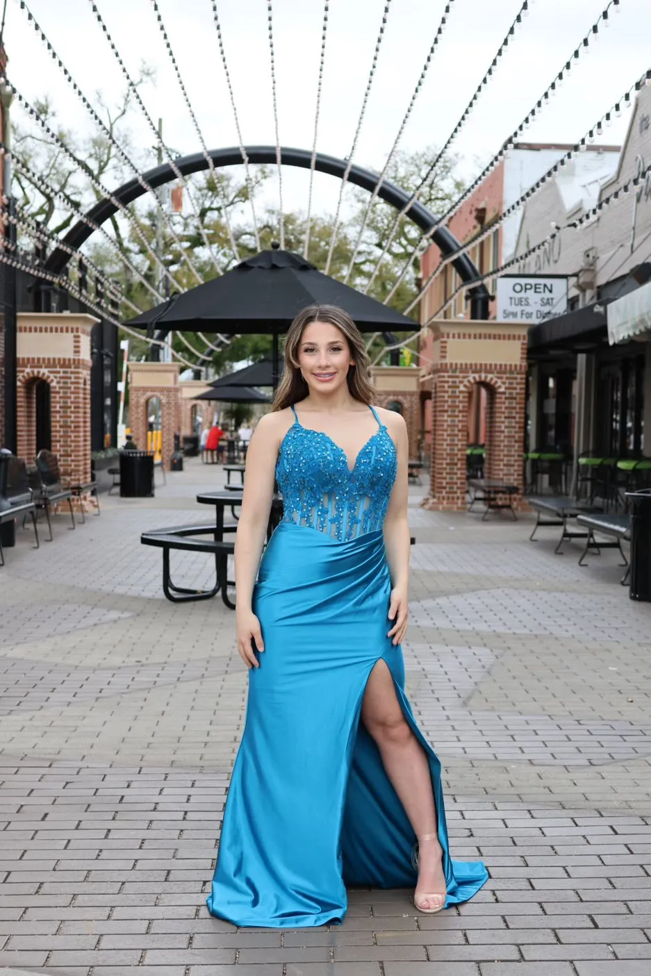 Dana Corset Side Slit Gown