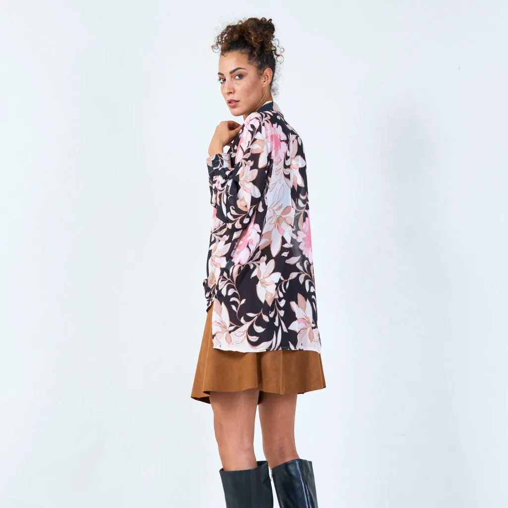 Dark floral print blouse wholesale