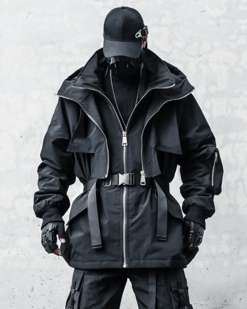 Functional Fake Two-Piece Loose Hooded Jacket