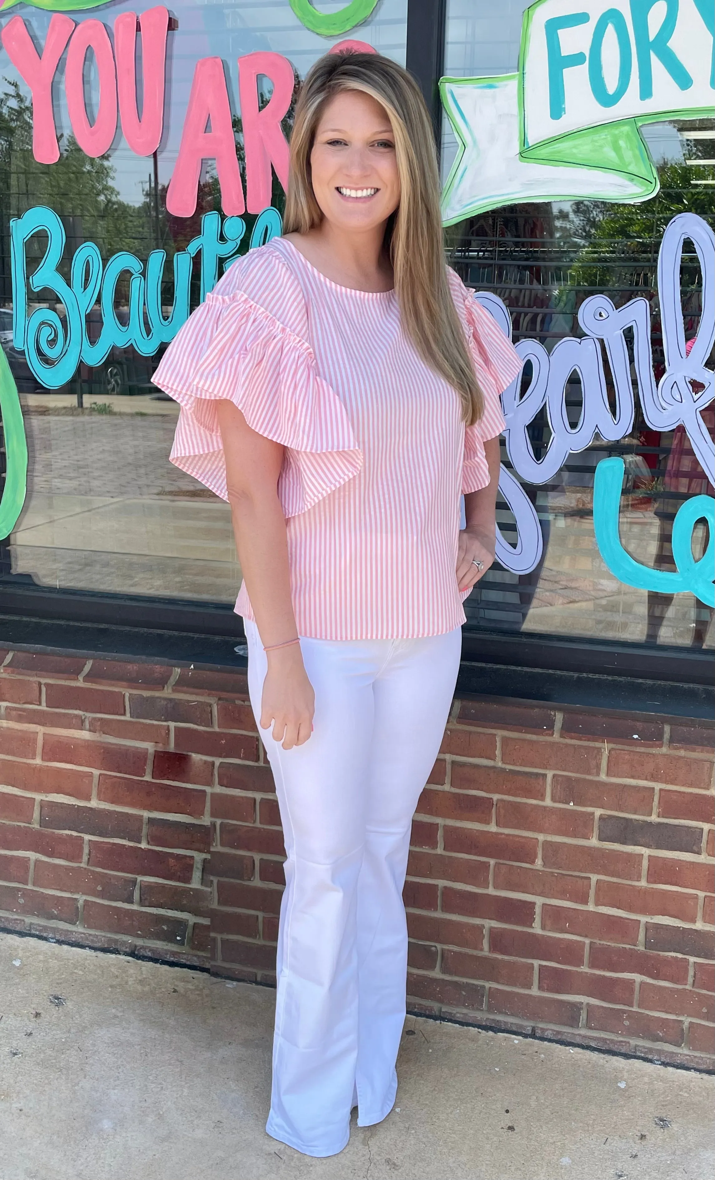 High Rise Long Inseam Slit Flare