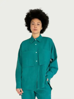 Linen Field Shirt in Teal