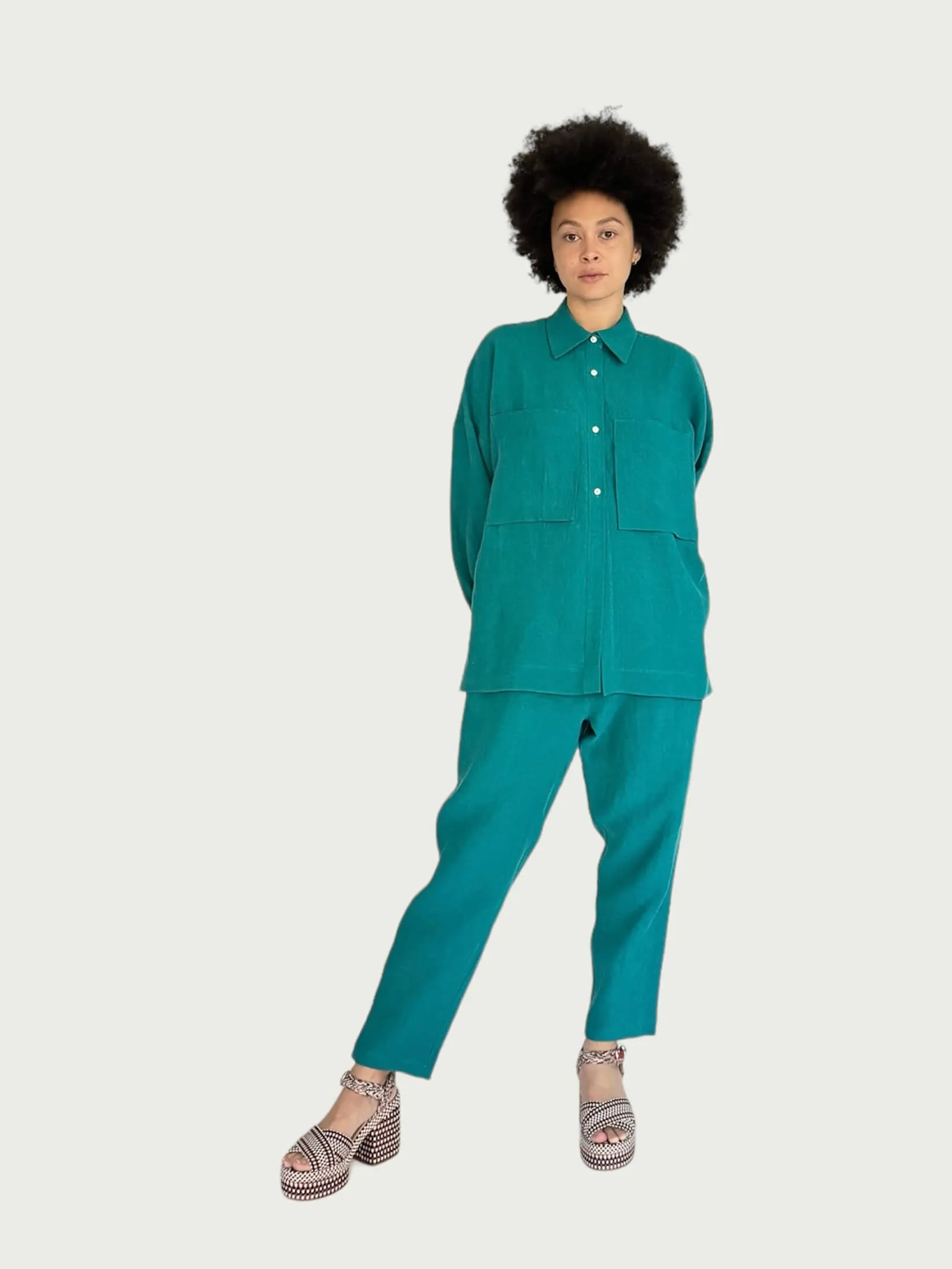 Linen Field Shirt in Teal