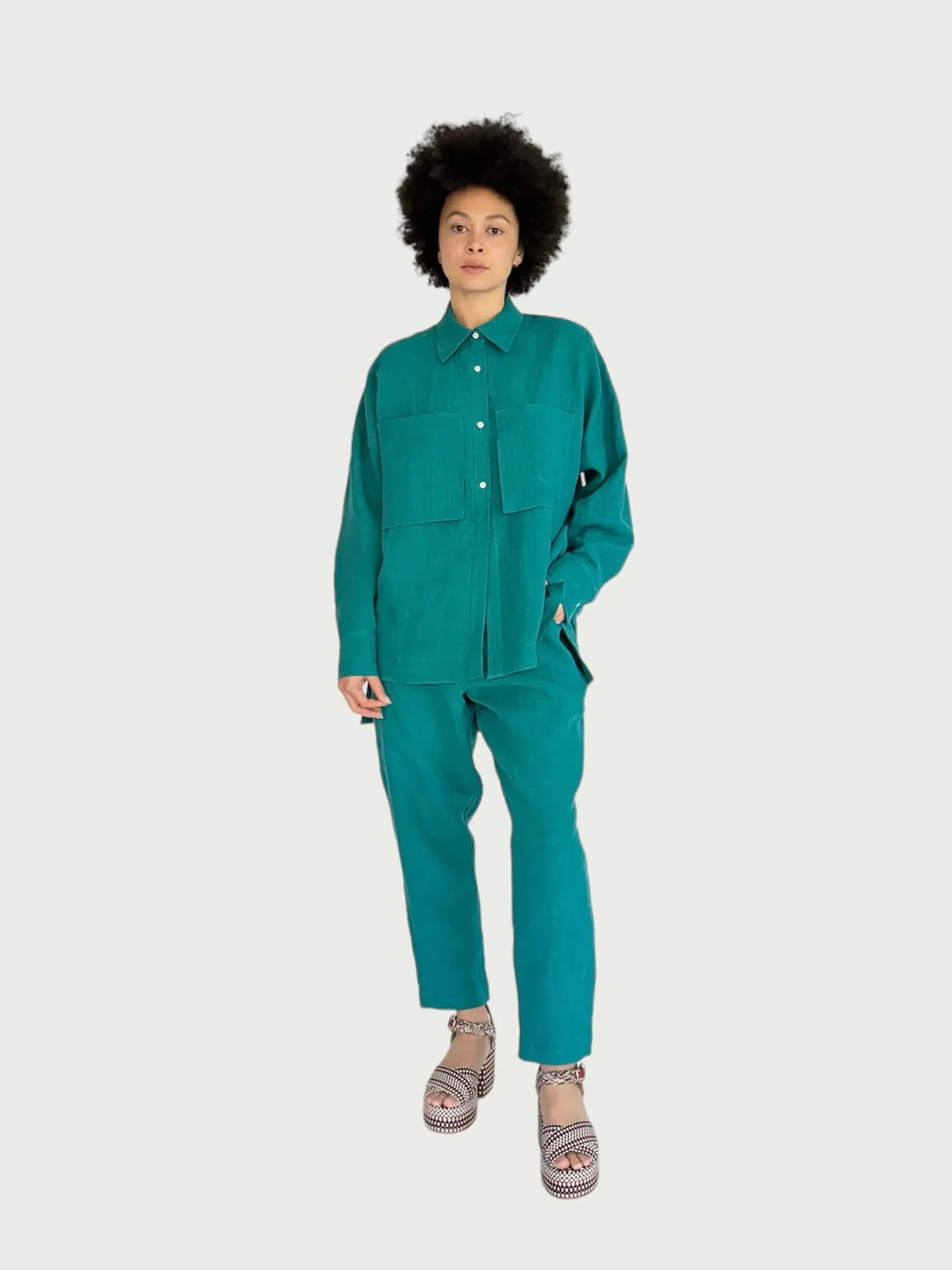 Linen Field Shirt in Teal