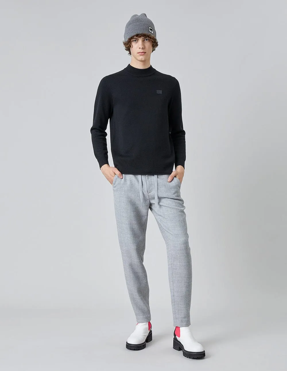 Men Relaxed Fit Suit Pants