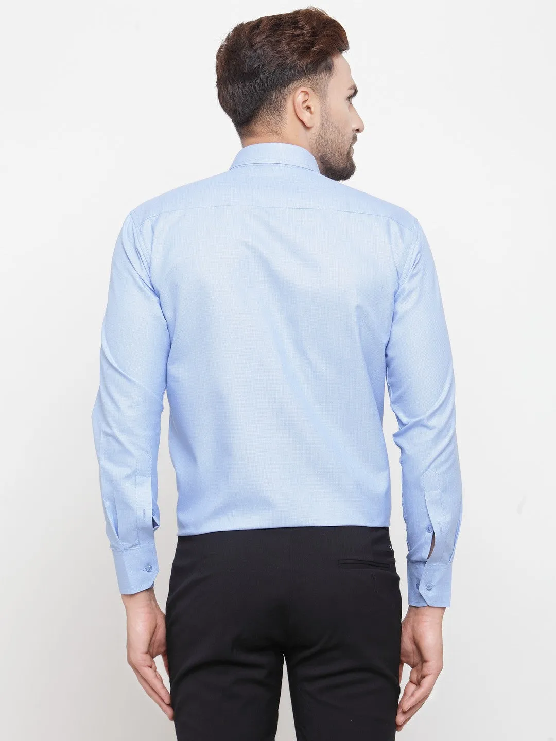 Men's Blue Cotton Geometric Formal Shirts ( SF 434Blue ) - Jainish