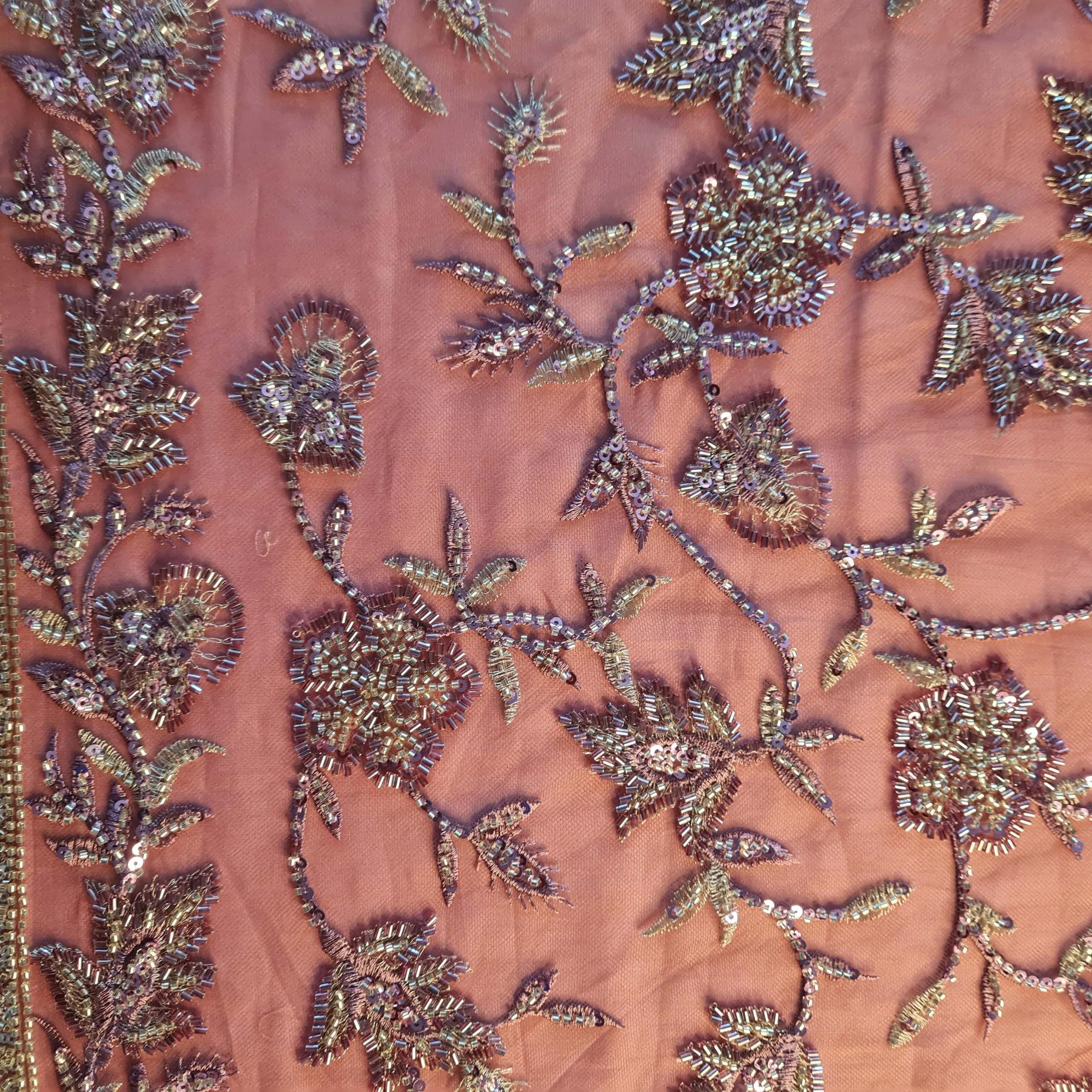 Premium Net Purple Floral CutDana Embroidery Fabric