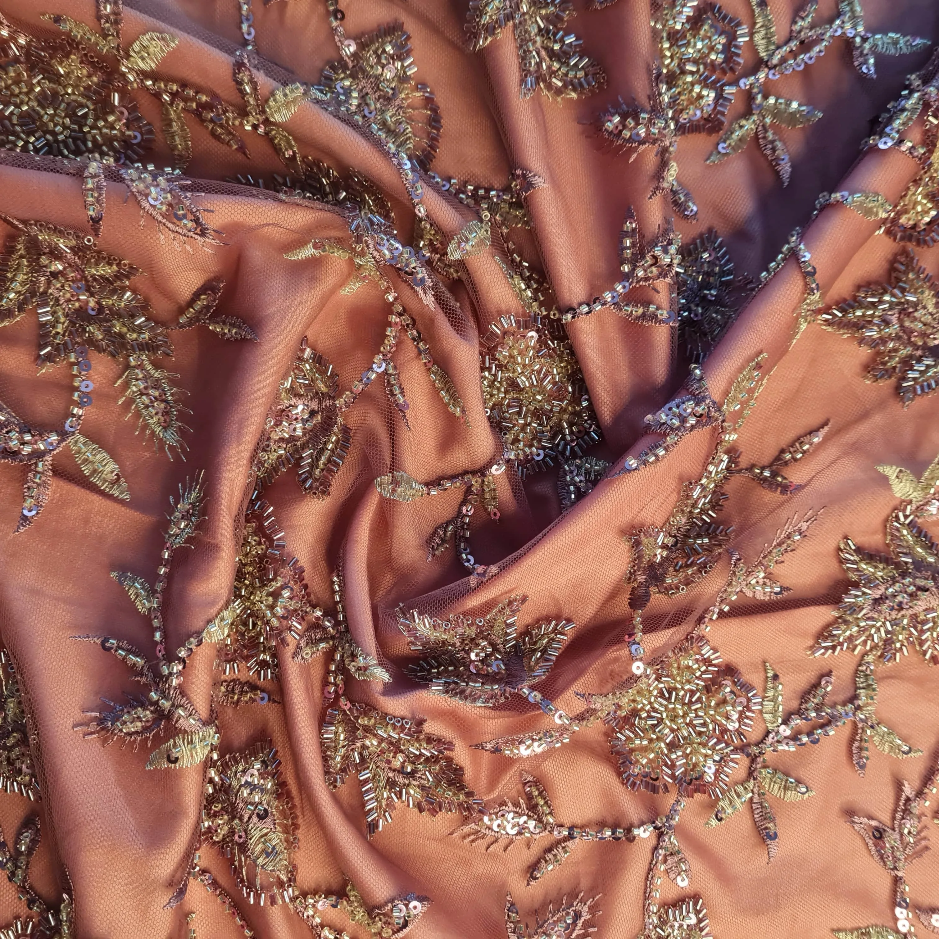 Premium Net Purple Floral CutDana Embroidery Fabric