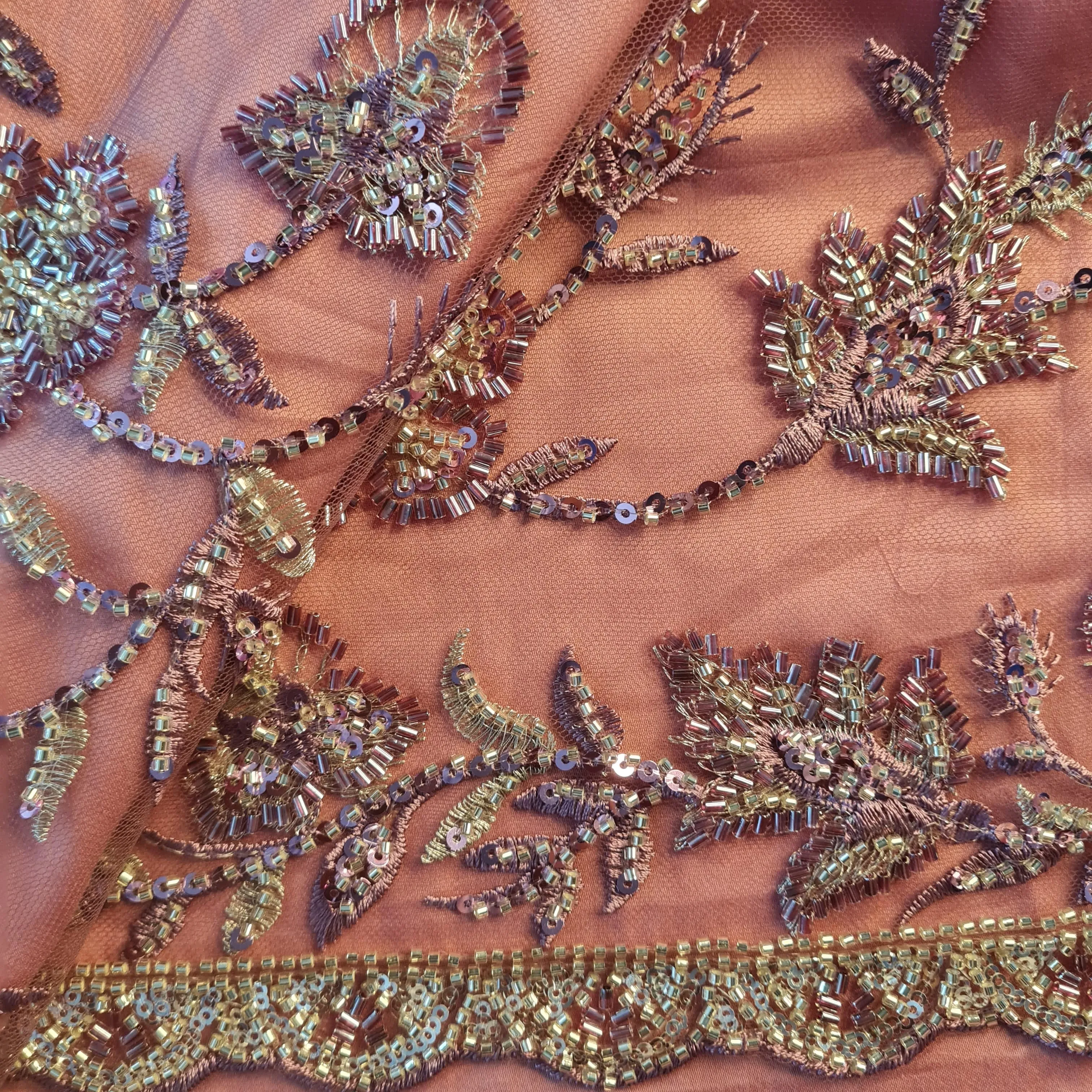 Premium Net Purple Floral CutDana Embroidery Fabric