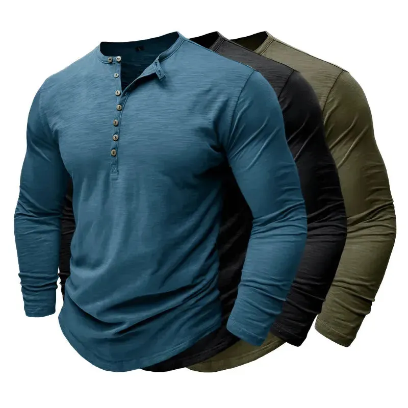 Smart Casual Half Button Long Sleeve Top