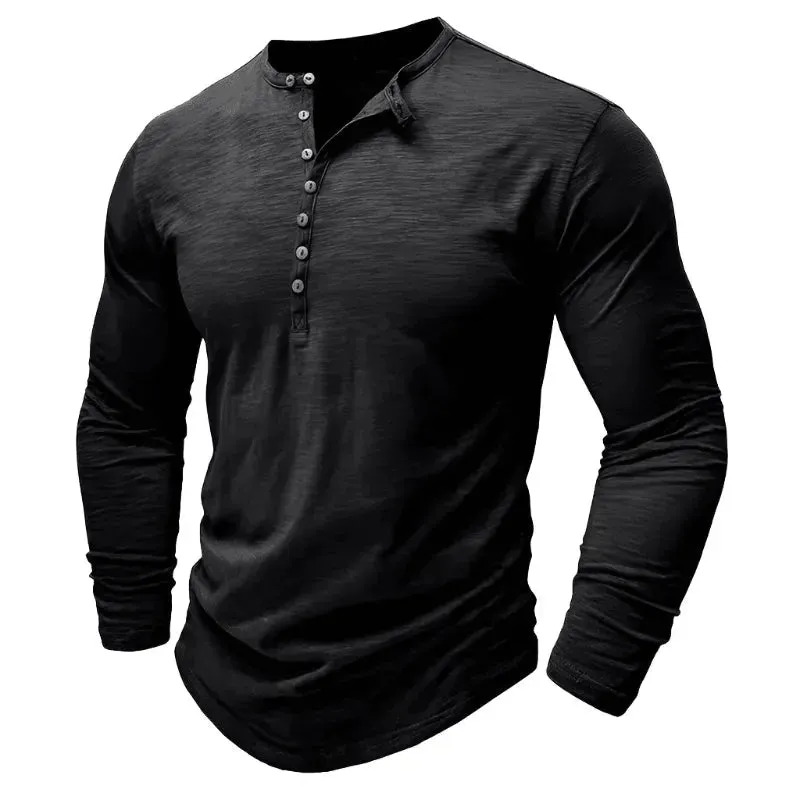 Smart Casual Half Button Long Sleeve Top