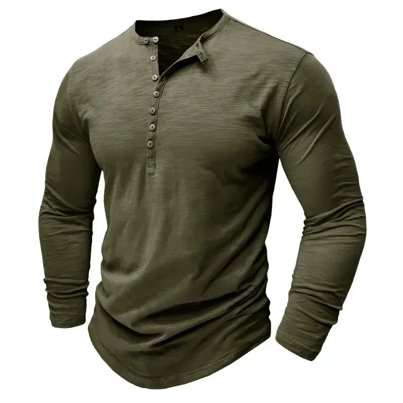 Smart Casual Half Button Long Sleeve Top