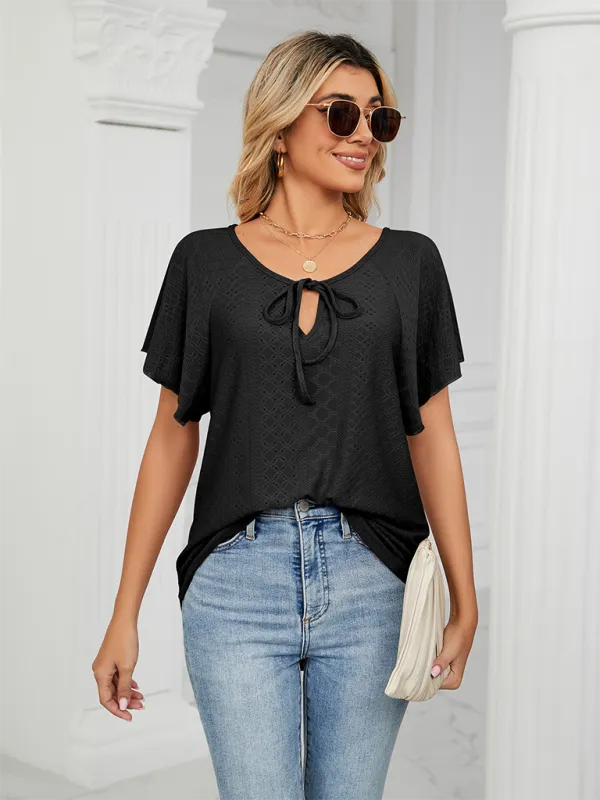 Stay Cool and Chic with Our Women's Flutter-Sleeve Blouse