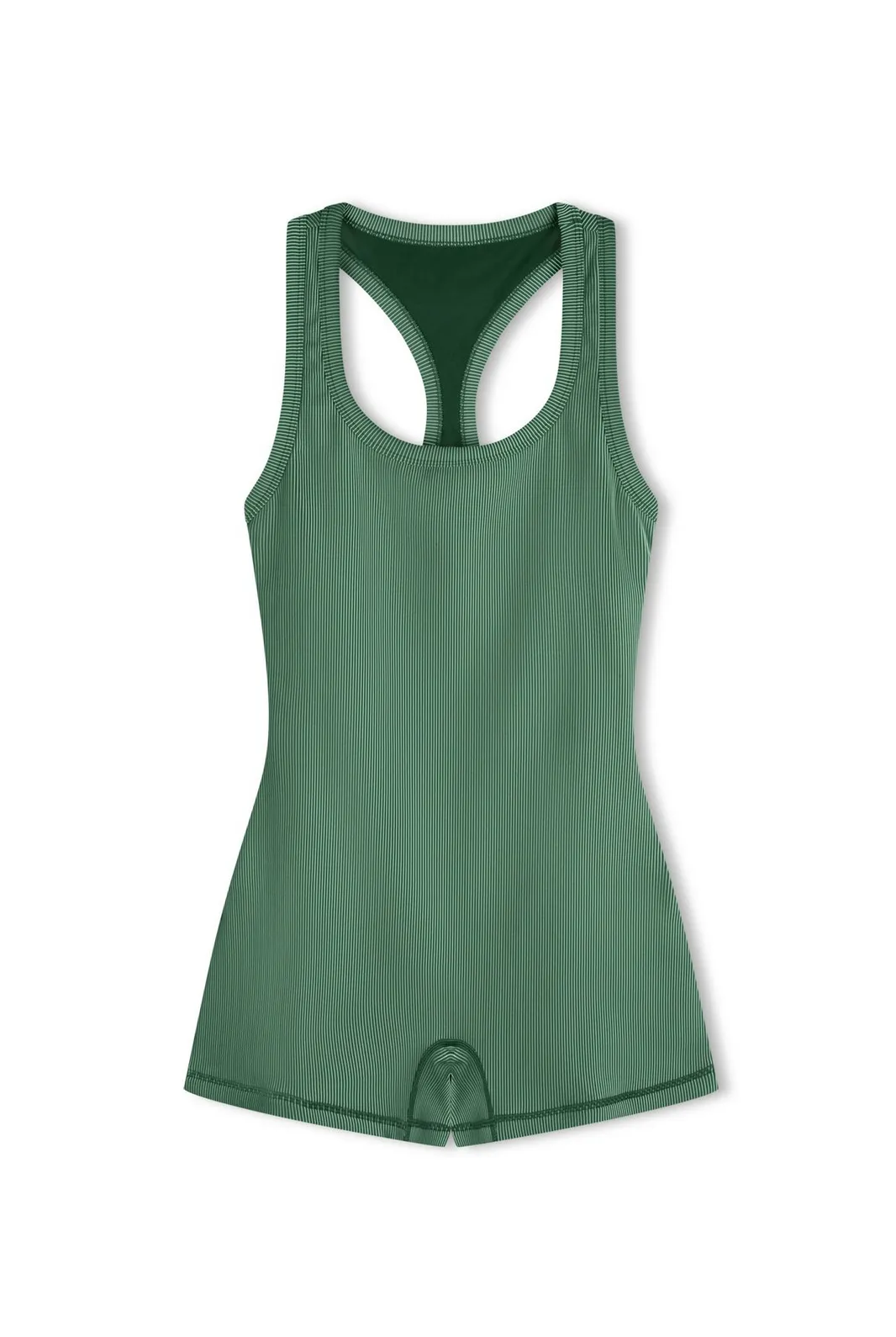 STRIPE RIB RACER BACK BODYSUIT | TALLOW GREEN