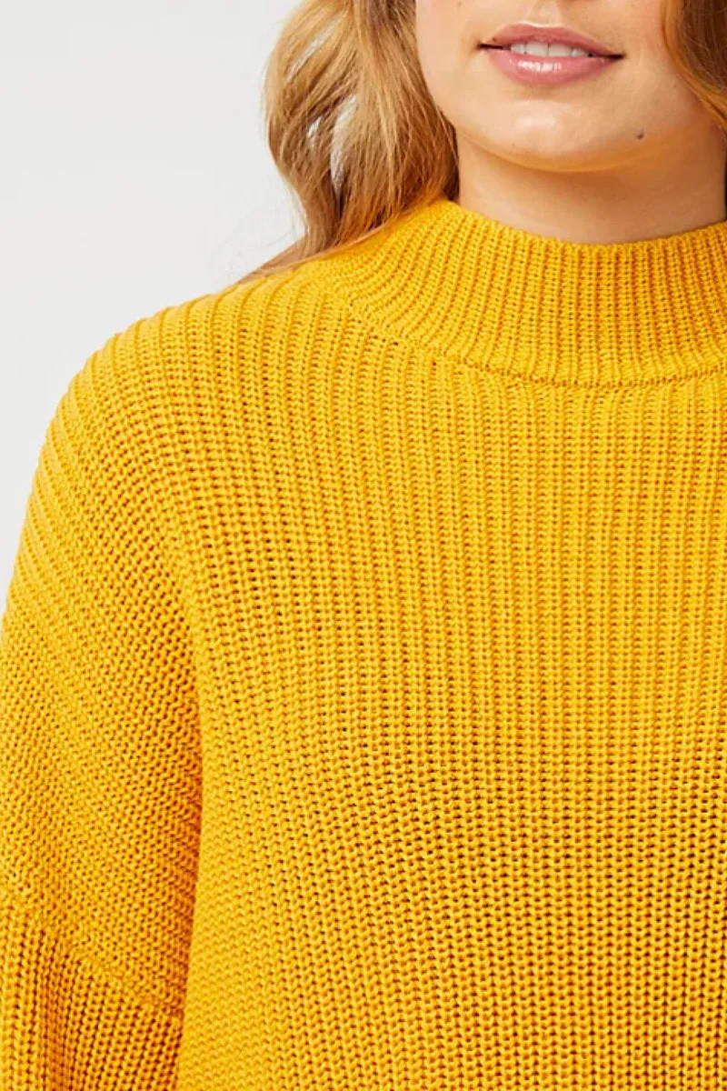 Supermarket Label Flare Knit Jumper Yellow